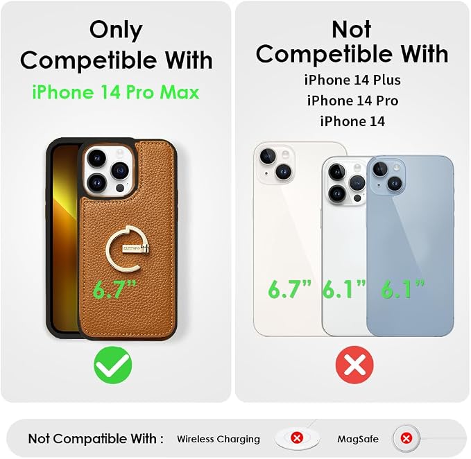 CUSTYPE for iPhone 14 Pro Max case Wallet with Card Holder, 180° Rotation Ring Holder Stand Card Slots Case,PU Leather Double Snap Cover with Wallet for iPhone 14 pro max 6.7 "-Brown