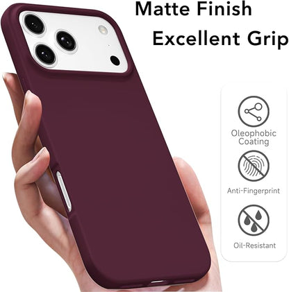 for iPhone 17 Pro Max Case Silicone Compatible with Magsafe Case, Ultra Slim Thin Magnetic Phone Cases Mag Safe, Cute Soft Rubber Gel Matte Wireless Charging Cover for Women, Burgundy Maroon