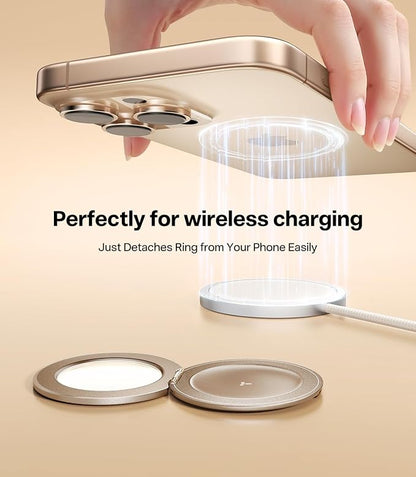TORRAS 2026 Upgraded (Gen 7.0) Magnetic Phone Grip Ring Stand Holder, Comfortable Silicone Ring, Compatible with MagSafe Accessories 4-in-1 Kickstand for iPhone 17 Pro Max 16 15 14 13 Android,Rosegold