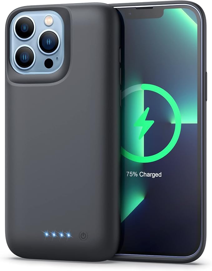 Charging Case for iPhone 13 Pro Max, 8600mAh Portable Rechargeable Charger Case Extended Battery Pack for iPhone 13 Pro Max Protective Charging Case (6.7 inch)-Black