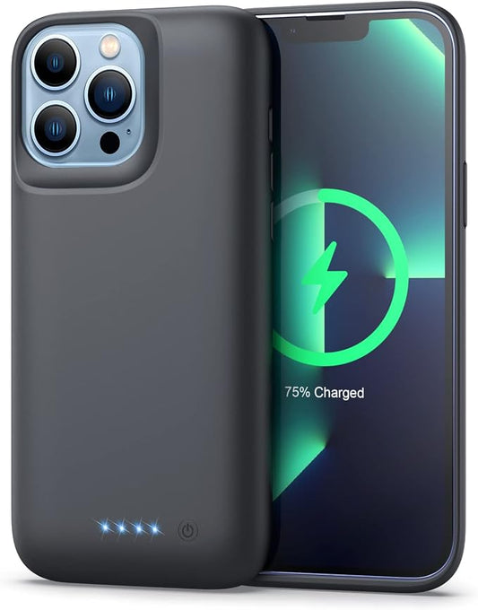 Charging Case for iPhone 13 Pro Max, 8600mAh Portable Rechargeable Charger Case Extended Battery Pack for iPhone 13 Pro Max Protective Charging Case (6.7 inch)-Black