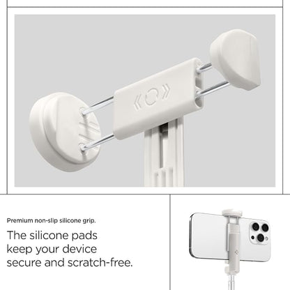 Spigen Selfie Stick Automatic Tripod Stand with Bluetooth Remote Control Shutter 57" Extendable Compatible with MagSafe iPhone 17/16/15/14/13/12 Pixelsnap Pixel 10 Series & More - Dune Beige (S541W)