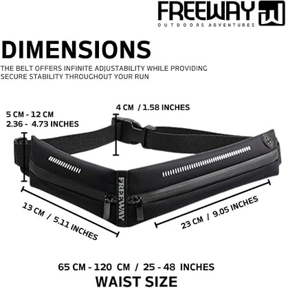 Lightweight Running Belt - for Man and Woman Running Phone Holder, Waist Pack for Workout, Money Belt, Running Gear Accessories (Double, Black) designed for carrying Phone, Keys & Essentials