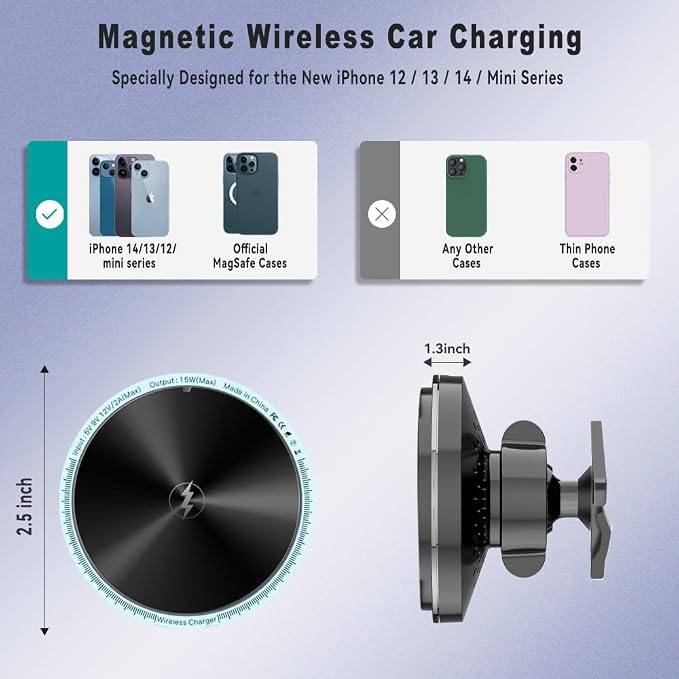 for MagSafe Highlander Car Charger,Fit for Toyota Highlander 2020-2025(Not for Grand Highlander/Platinum),for MagSafe iPhone 16/15/14/13/12/Mini Series,15W Highlander Charger Stand