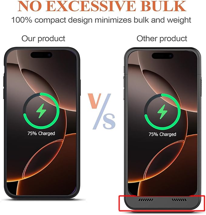 Battery Case for iPhone 16 Pro Max, 12000mAh Protective Charging Case with Wireless Charging Compatible with iPhone 16 Pro Max (6.9 inch) Rechargeable Battery Pack Charger Cover with Carplay (Black)