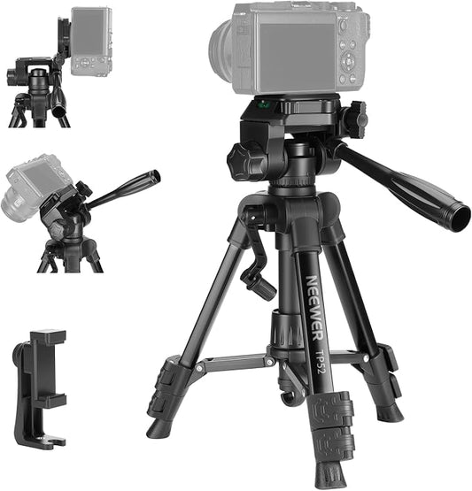 NEEWER ENTRY LEVEL VERSION Mini Desk Tripod for Camera, Small Compact Portable DSLR Camcorder Webcam Stand, 3 Way Pan Tilt Head Cell Phone Holder Mount Compatible with iPhone for Video Recording, TP52