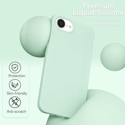 for iPhone 17e 16e Case Silicone Compatible with Magsafe Case, Ultra Slim Thin Magnetic Phone Cases Mag Safe, Cute Soft Rubber Gel TPU Matte Plain Wireless Charging Cover for Women, Mint Green