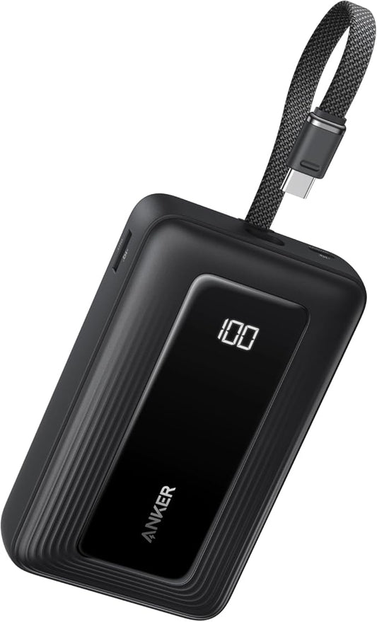 Anker Zolo Power Bank, 20,000mAh 45W Max Fast Portable Charger with Built-in USB-C Cable, USB C&A, 40W Battery Pack for iPhone 17 Series, MacBook, Samsung, and More (Charger Not Included)