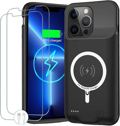 Battery Case for iPhone 13 Pro Max,Upgraded 12000mAh Portable Protective Charging Case with Wireless Charging Compatible for iPhone 13 Pro Max (6.7 inch) Battery Pack Charger Case with Carplay (Black)