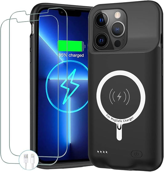 Battery Case for iPhone 13 Pro Max,Upgraded 12000mAh Portable Protective Charging Case with Wireless Charging Compatible for iPhone 13 Pro Max (6.7 inch) Battery Pack Charger Case with Carplay (Black)