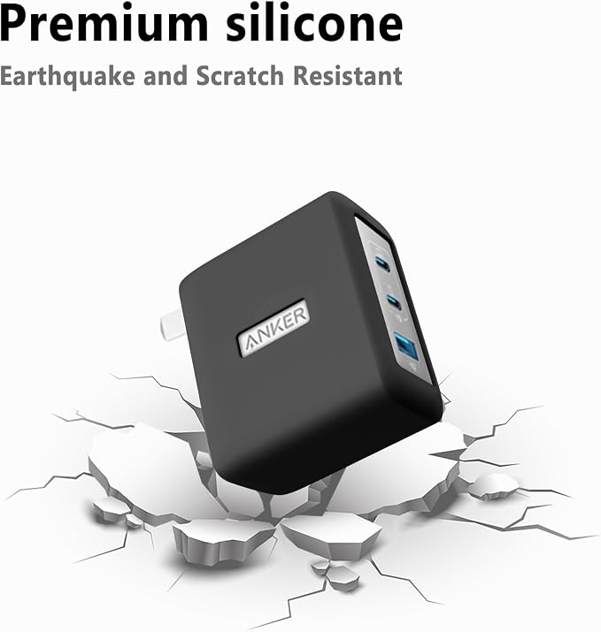 Geiomoo Soft Silicone Case for Anker Nano 100W Charger, Flexible Scratch Resistant Cover (Black)