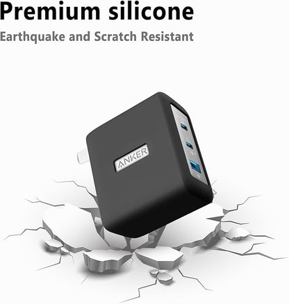 Geiomoo Soft Silicone Case for Anker Nano 100W Charger, Flexible Scratch Resistant Cover (Black)