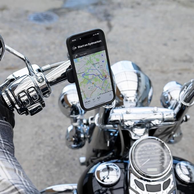 Quad Lock Handlebar Motorcycle Phone Mount PRO Chrome - Large Kit with Vibration Dampener and MAG Universal Adaptor