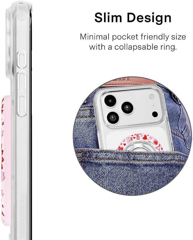 VELVET CAVIAR Compatible with MagSafe Phone Grip 2.0 | Cute Magnetic Ring Holder | Finger Loop Kickstand | Pop On Accessory for iPhone 17, 16, 15, 14, 13, 12 | Be Mine
