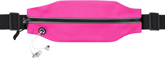 Slim Running Belt For Men and Women Waist Fanny Pack Phone Holder Pouch Bag Reflective Zipper Pocket Workout Cycling Fitness Bright Red
