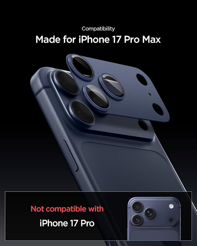 Spigen Camera Lens Screen Protector [GlasTR EZ Fit Optik Pro XL] Designed for iPhone 17 Pro Max [Case Friendly] - Deep Blue [1 Pack]