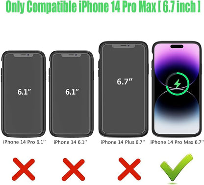 Wireless Charging Case for iPhone 14 Pro Max, 12000mAh High Capacity Portable Rechargeable Battery Case Qi Wireless Charging with iPhone 14 Pro Max (6.7 inch) Extended Battery Charger Cover (Black)