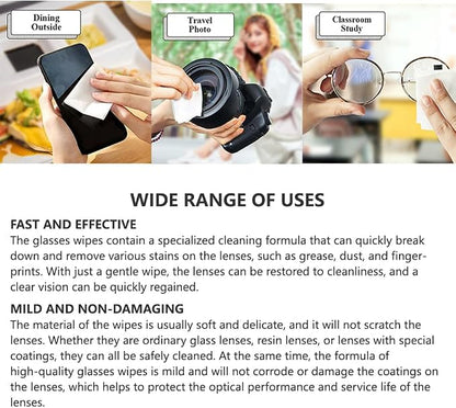 （220 PCS）Screen Cleaner, Glasses Disposable wipes, Audio & Video Lens Cleaners, Sunglasses wipes,Mobile phone screen wipes，Glasses Cleaner for Eye glasses, Camera, Phone, Tablets & Computer Screen
