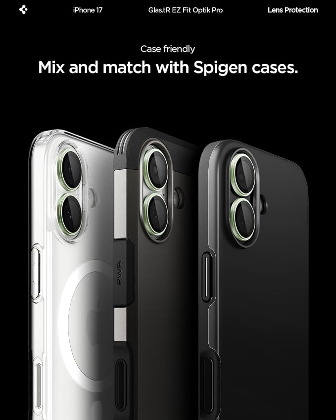 Spigen Camera Lens Screen Protector [GlasTR EZ Fit Optik Pro] Designed for iPhone 17 [Case Friendly] - Sage [2 Pack]