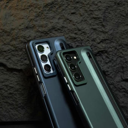 Slim PC phone Case for Samsung Galaxy Z Fold 6 with Built-in S Pen Holder, Adjustable Camera Kickstand, Anti-Scratch Front Screen Protector | Shockproof Matte Finish mobile phone case Dark Blue