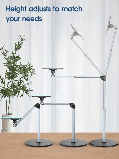 Heavy Duty Aluminum Overhead Phone Stand for Recording, Adjustable iPhone Tripod for Overhead Shots, Sturdy Stand for Cooking, Crafting, Filming, Painting – Perfect for Creators（Magnetic）
