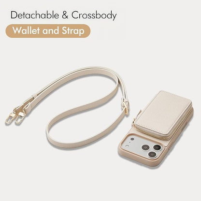 ZVE for iPhone 17 Pro Max Case Wallet with Card Holder,RFID Blocking Crossbody Strap Phone Cover for Women 6.9" Beige