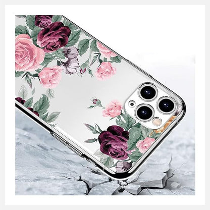 Cover for ZTE Blade A73 (6.52 inch) Case + Screen Protector，Tempered Glass 9H Hardness Protective Film and Soft Silicone Bumper Shell Transparent TPU Phone case -Pink. red Rose