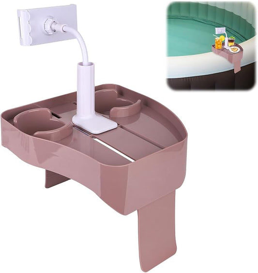 Hot Tub Tray with Phone Holder, Adjustable Spa Bath Bathtub Table with 2 Beverage Slots & Drainage Holes Non-Slip Caddy for Floating Inflatable Pools Above Ground Tubs & Outdoor Spas Accessories