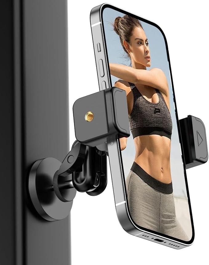 Gym Magnetic Phone Holder, 360°Adjustable, Magnetic Phone Holder Mount for Gym, Portable Gym Accessories, Workout Gift for Men and Women, Compatible with iPhone 16 15 14 13 Pro Max
