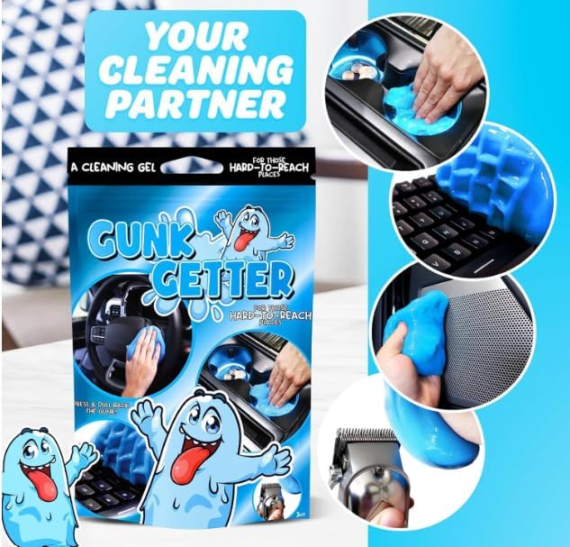Cleaning Gel for Those Hard to Reach Places, Automotive Cup Holder Electronic Keyboard Office, Slime Gel Cleaner Dust Crumb Removal (Blueberry, 12 Pack)