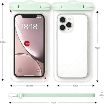1/2 Pack Waterproof Phone Pouch Compatible with iPhone 17 16 15 Pro Max & Galaxy S24+/S23 7in Waterproof Phone Case with Lanyard,IPX8 Beach Travel Must Haves,Beach Essentials,Smoke Green,1 Pack