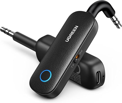 UGREEN Bluetooth Transmitter Receiver for 2 AirPods or BT Devices, Bluetooth Wireless Transmitter for Headphones, 3.5mm Aux Audio Jack Adapter for in-Flight TV Car Home Stereo System
