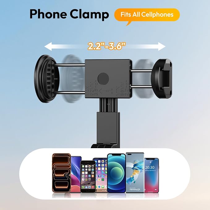 ULANZI MT86 60" Automatic Phone Tripod Stand with Bluetooth Remote, Adjustable Auto‑Open Selfie Stick for iPhone Android, Portable Extendable Travel Tripod for Selfie/Vlogging, Black