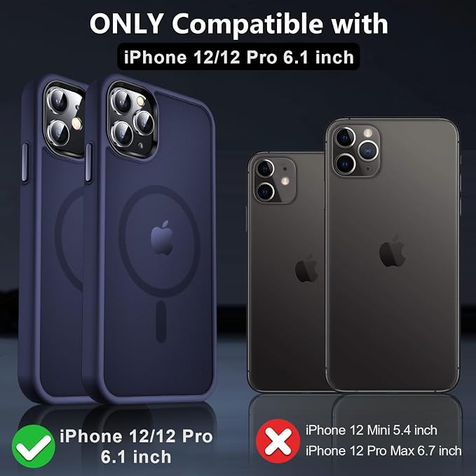 MOCCA Strong Magnetic for iPhone 12 Case/iPhone 12 Pro Case, [Compatible with Magsafe][Mil-Grade Drop Protection] Slim Shockproof Translucent Protective Phone Case for iPhone 12/12 Pro, Deep Blue