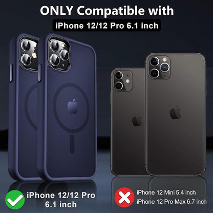 MOCCA Strong Magnetic for iPhone 12 Case/iPhone 12 Pro Case, [Compatible with Magsafe][Mil-Grade Drop Protection] Slim Shockproof Translucent Protective Phone Case for iPhone 12/12 Pro, Deep Blue