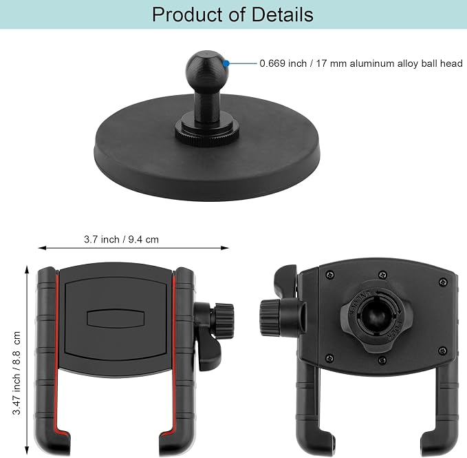 Gym Magnetic Phone Holder,Strong Magnetic Base Metal Ball Joint,Phone Holder Gym Accessories for Men Women,for Fridges/Motorcycle Tank/Motor Vehicle,Adjustable Clip Fit for 3.5~7.5 inch Smartphones