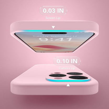 Magnetic for iPhone 16 Pro Case, Compatible with MagSafe, [Full Camera Protection][Screen Protector] Silicone Shockproof Protective Phone Case for iPhone 16 Pro 6.3", Chalk Pink