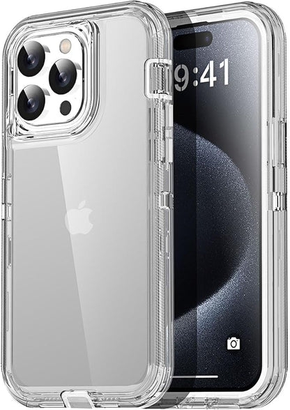 AICase for iPhone 15 Pro Max Case Clear 3 in 1 Heavy Duty Drop Protection Full Body Rugged Shockproof/Dust Proof 3-Layer Military Protective Tough Durable Cover for iPhone 15 Pro Max 6.7"_4