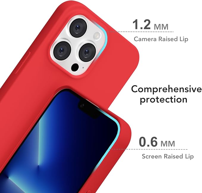 for iPhone 13 Pro Max Case Silicone Compatible with Magsafe Case, Ultra Slim Thin Magnetic Phone Cases Mag Safe, Cute Soft Rubber Gel TPU Matte Plain Wireless Charging Cover for Women, Red