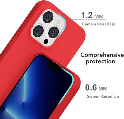for iPhone 13 Pro Max Case Silicone Compatible with Magsafe Case, Ultra Slim Thin Magnetic Phone Cases Mag Safe, Cute Soft Rubber Gel TPU Matte Plain Wireless Charging Cover for Women, Red