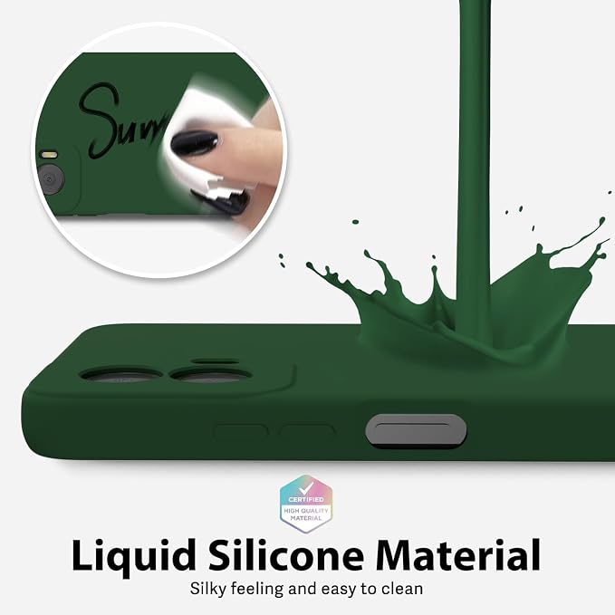 oakxco for Motorola Moto G Power 5G 2024 Phone Case Liquid Silicone, Thin Slim Soft Rubber Gel TPU Plain Simple Cover for Women Girl Cute, Matte Solid Color, Dark Green