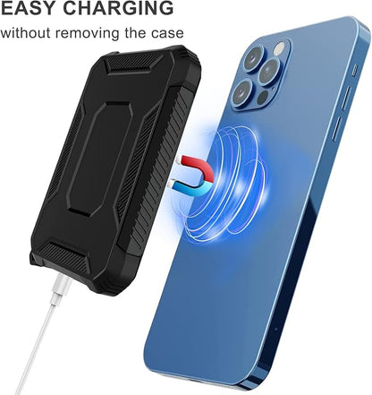 2 Pack Case Compatible with Magsafe Battery Pack Cover, Slim TPU Carbon Fiber Design Protective Case Cover with Keychain Anti-Shockproof Rugged Bumper Shell for Magsafe Battery Pack