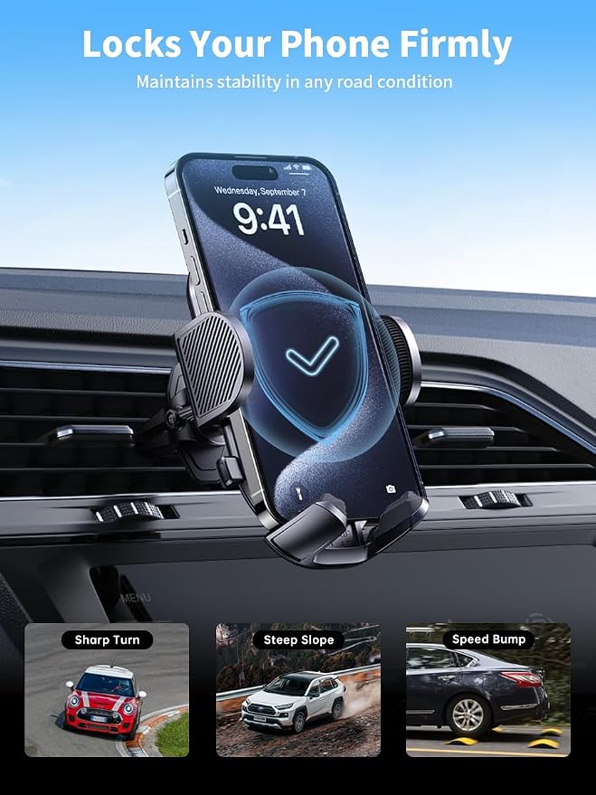 Nycetek 2026 Upgraded Car Vent Phone Mount [Military-Grade Clip] 360° Rotation, Universal Cellphone Holder Fits for iPhone 16 15 14 13 Pro Max Samsung Galaxy S24 S23 & All