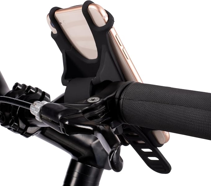TeamObsidian Bike Phone Holder, Motorcycle Phone Mount - Size L - Non-Slip Material - Fits for 99% of Cellphone Models 5-6.5" - for All Handlebar Types