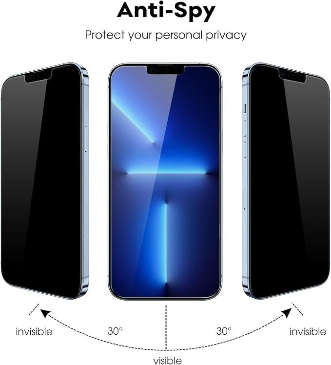 JETech Privacy Screen Protector for iPhone 13 Pro Max 6.7-Inch with Camera Lens Protector, Anti-Spy Tempered Glass Film, Easy Installation Tool, 2-Pack Each