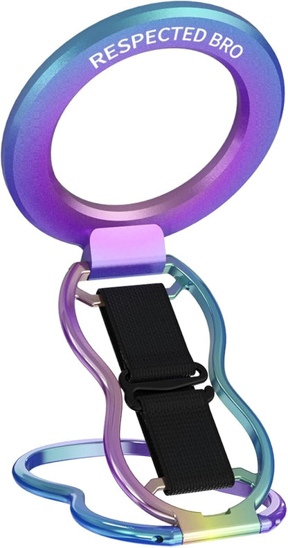 RESPECTED-BRO-Magnetic-Phone-Grip-Stand-with-Finger-Strap, 4-in-1 Magnetic Ring Holder, Kickstand and Elastic Strap for Phones, Universal Fit for iPhone 17/16/15/14/13/12, Android and Cases (Colorful)