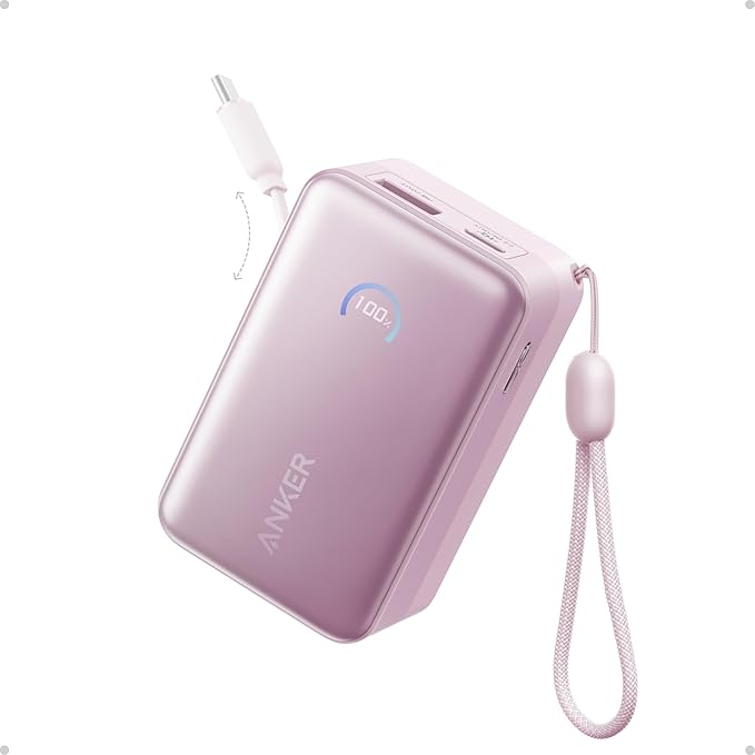Anker Nano Portable Charger, 45W 10000mAh with 2.3 ft Retractable Cable, Compact Power Bank, Travel Essential Phone Battery Pack for iPhone 17/16 Series, iPad, Galaxy, Pixel, and More