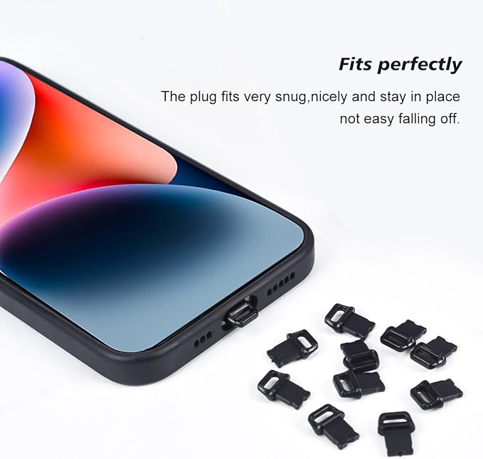 12PACK Lightning Anti Dust Plug with Easy-Grip Tab Compatible with iPhone 14,14 Pro Max,iPhone 13,13 Pro Max,12,11,11 Pro,X,XS,XR,8,7,iPhone Charging Port Plug Dust Cover Caps