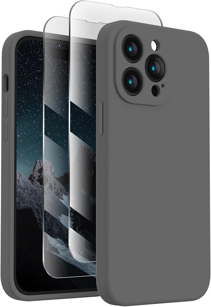 FireNova Designed for iPhone 14 Pro Max Case, Silicone Upgraded [Camera Protection] Case, Soft Anti-Scratch Microfiber Lining Inside, 6.7 inch, Space Gray