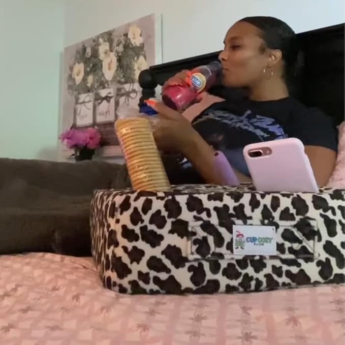 The Original Cup Cozy Pillow Gray-As Seen on TV-The World's Best Couch/Bed/Car Cup Holder for Drinks/Snacks/Remotes! (Cheetah Leopard, 5 Hole)